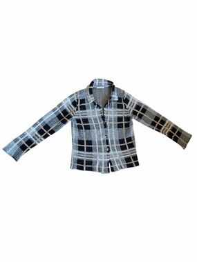 Made in Italy Lambs Wool Firenze in maglia Knit Button-Up Cardigan Black & White